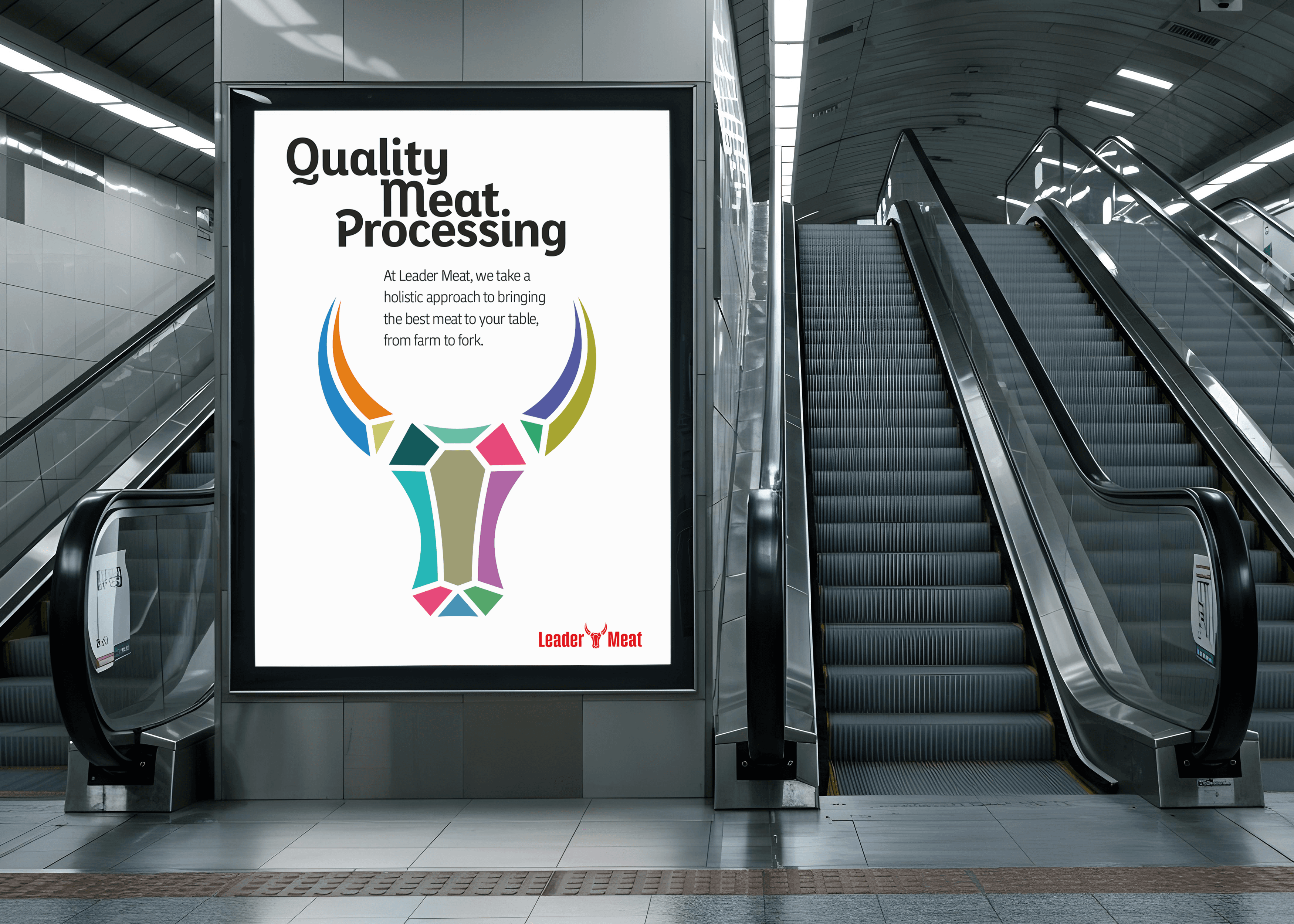 Brand identity and poster design for LeaderMeat